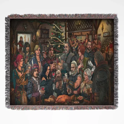 Witcher woven tapestry throw blanket, featuring epic wall rug design and room decor, perfect as a collectible item for Witcher fans.