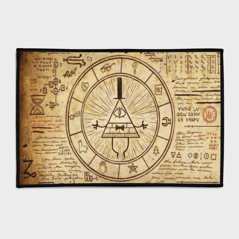 For fans of *Gravity Falls*, this Bill Cipher's symbols rug is the perfect addition to your space. Ideal for display or as a unique carpet, it adds a fun and eerie touch to your room.