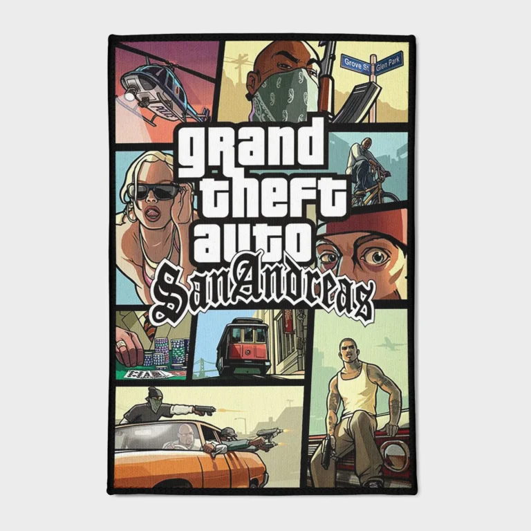 Relive the classic world of *San Andreas* with this cool rug. Ideal for gaming room setups, it brings the iconic map and vibe of the game to life, making it a great addition for any fan of the franchise.