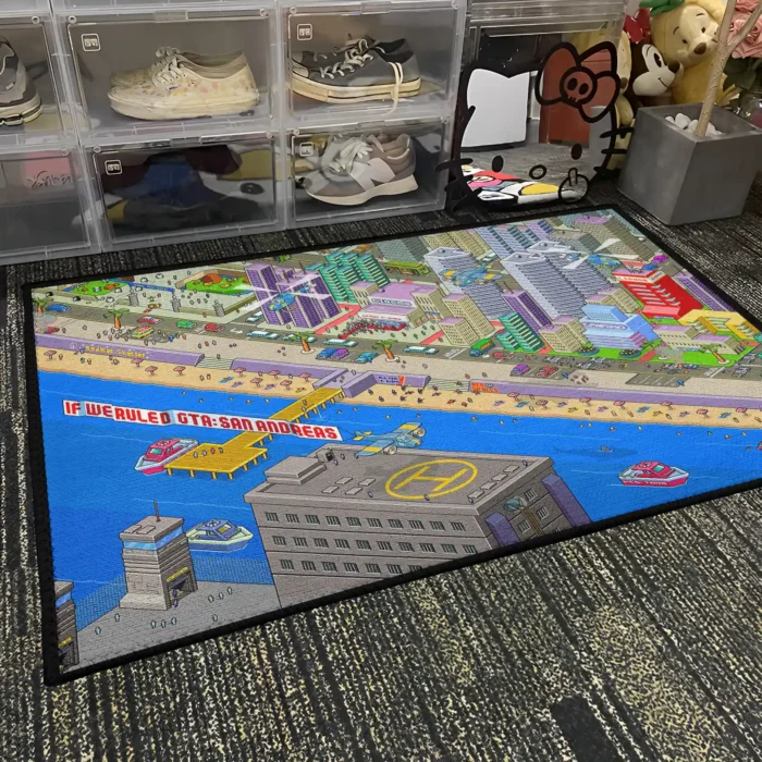 GTA Pixel San Andreas Rug – Fun Retro Rug for Bedroom or Merch - Image 4