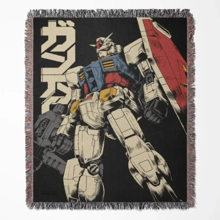 Gdam woven tapestry throw blanket, durable wall hanging and room decor, a unique accent for any room inspired by the mecha world.