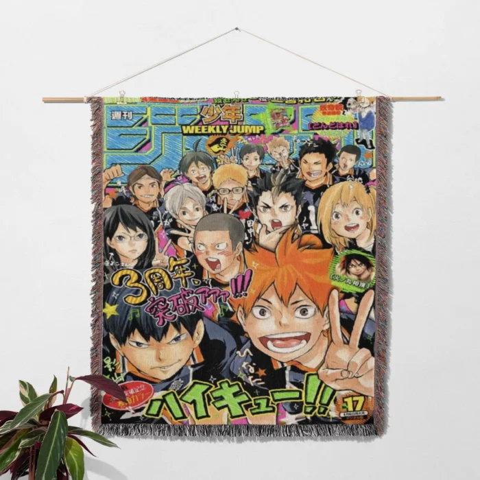 Haikyuu Manga Cover Woven Tapestry Throw Blanket – Unique Throw, Room & Home Decor, Anime Fan Gift - Image 2