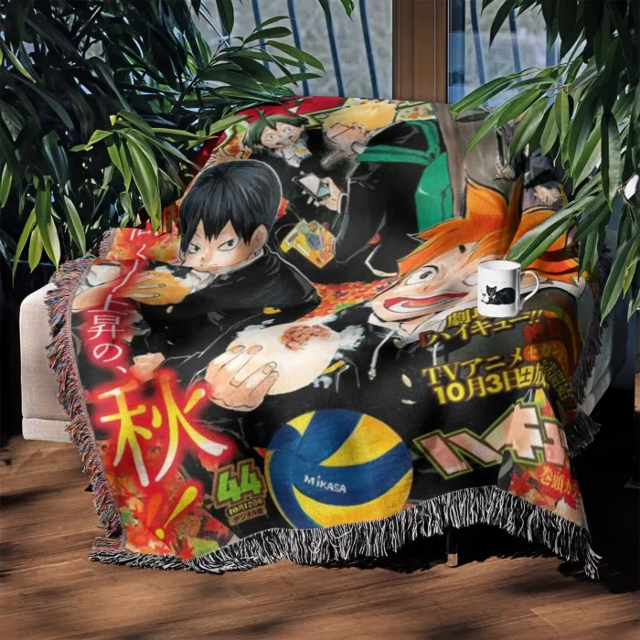 Haikyuu Manga Cover Woven Tapestry Throw Blanket – Energetic Wall Rug, Room & Home Decor, Collectible Gift - Image 3
