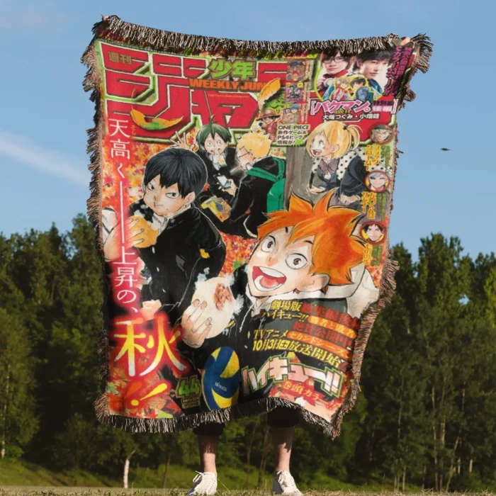 Haikyuu Manga Cover Woven Tapestry Throw Blanket – Energetic Wall Rug, Room & Home Decor, Collectible Gift - Image 4