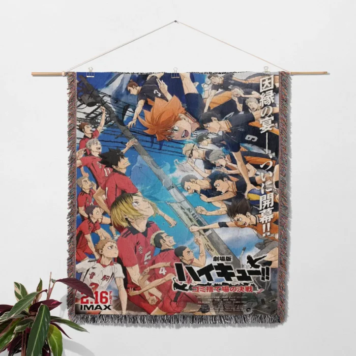 Haikyuu Manga Cover Woven Tapestry Throw Blanket – Stylish Wall Rug, Room & Home Decor, Volleyball Fans Gift - Image 2