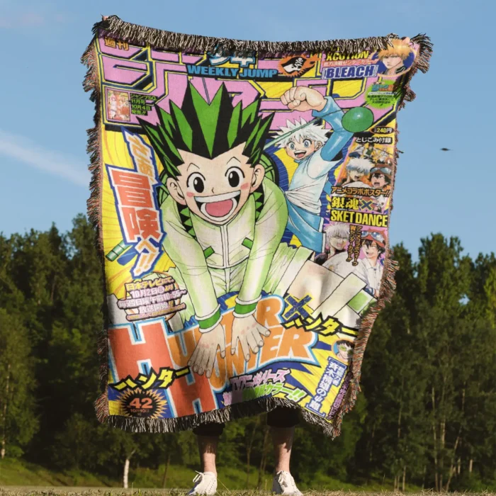 HxH Manga Cover Anime Woven Tapestry Throw Blanket – Collectible Wall Art, Home & Room Decor - Image 4