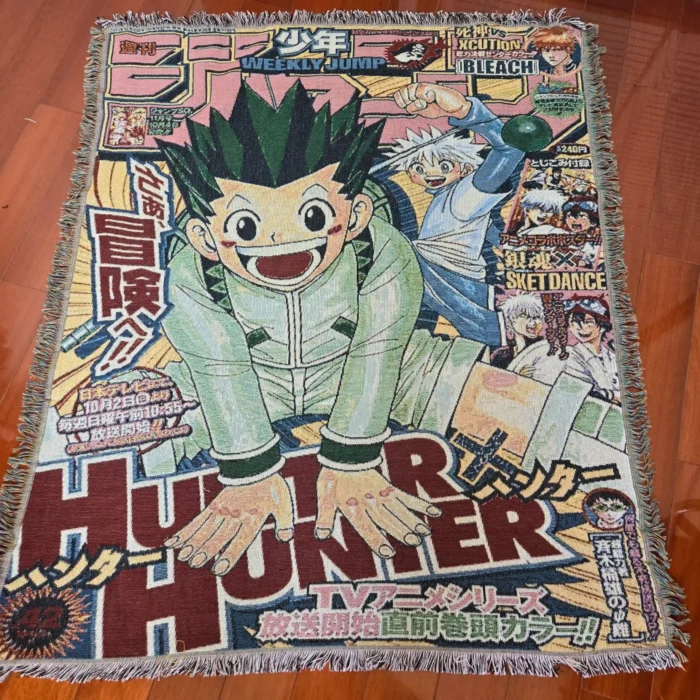 HxH Manga Cover Anime Woven Tapestry Throw Blanket – Collectible Wall Art, Home & Room Decor - Image 6