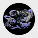 Bring the calm yet deadly presence of *Chrollo* into your room with this stylish round rug. Ideal for room decor or as a collector display, it adds sophistication and style to your space.
