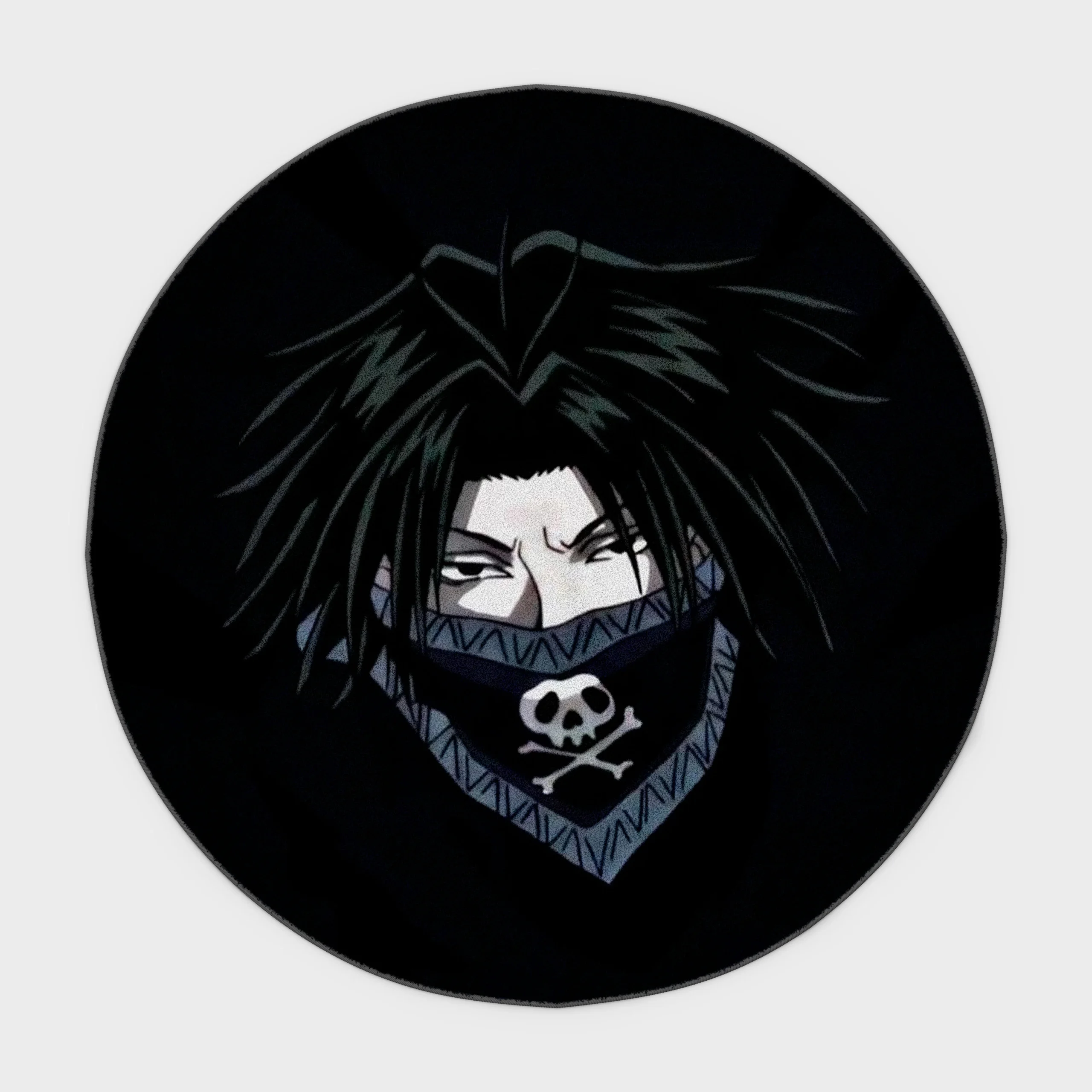 hxh-feitan-round-rug-1-scaled For fans of *Hunter x Hunter*, this Feitan round rug adds a cool and edgy vibe to your otaku bedroom or character-themed setup. It brings the character’s fierce presence into your space.