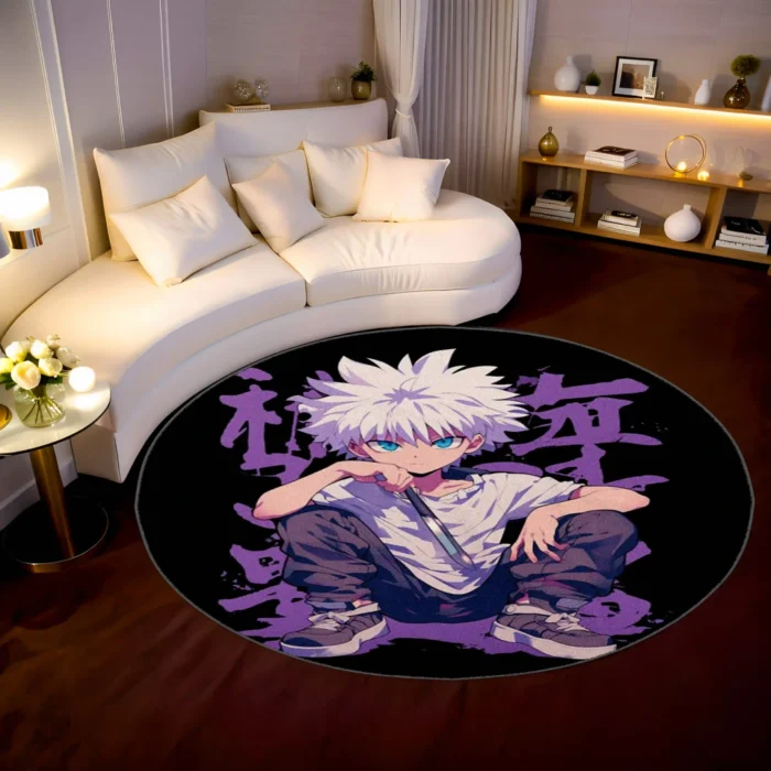 Killua Round Rug – Cute Rug for Kids Room or Gaming Setup Display - Image 2