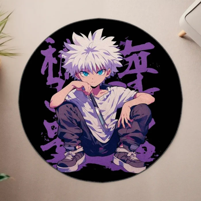 Killua Round Rug – Cute Rug for Kids Room or Gaming Setup Display - Image 4