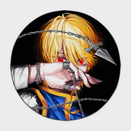 For fans of *Hunter x Hunter*, this Kurapika round rug adds a fun and vibrant touch to any bedroom or as a collector’s gift. It brings the iconic character into your space.