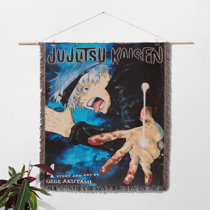 JJK Satoru Gojo Anime Woven Tapestry Throw Blanket – Popular Wall Art, Room & Home Decor, Perfect Gift - Image 2
