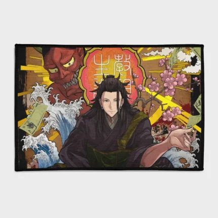For fans of *Jujutsu Kaisen*, this Suguru Geto rug brings a cool and mysterious vibe to your boys' room or as a collector’s gift. It adds a dark elegance to your decor.