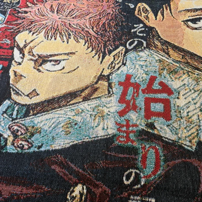 JJK Manga Cover Anime Woven Tapestry Throw Blanket – Wall Rug, Room & Home Decor, Perfect Anime Gift - Image 7