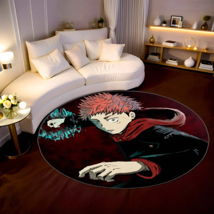 Yuji Round Rug – Cool Rug for Game Room or Otaku Bedroom Decor - Image 2