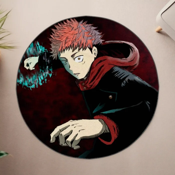 Yuji Round Rug – Cool Rug for Game Room or Otaku Bedroom Decor - Image 4