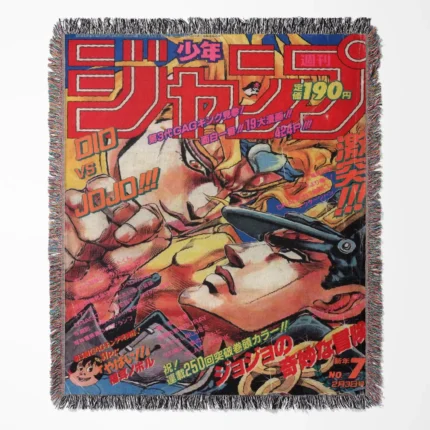 JoJo’s Bizarre Adventure woven tapestry throw blanket, stylish wall rug and room decor, perfect as a collectible gift for fans of JoJo's Bizarre Adventure.