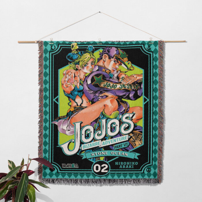 JoJo Manga Cover Adventure Woven Tapestry Throw Blanket – Iconic Room Accent, Wall Art & Home Decor - Image 2