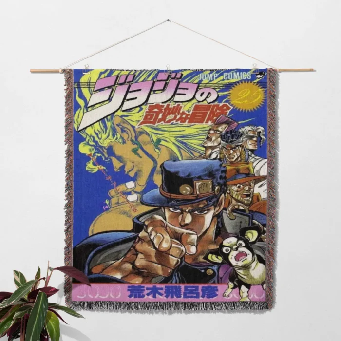 JoJo Manga Cover Adventure Woven Tapestry Throw Blanket – Collectible Room Decor, Wall Art & Home Accent - Image 2