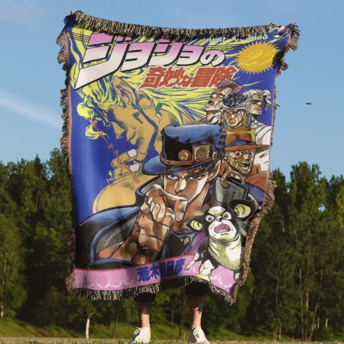 JoJo Manga Cover Adventure Woven Tapestry Throw Blanket – Collectible Room Decor, Wall Art & Home Accent - Image 4
