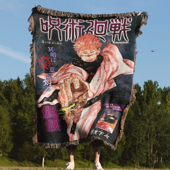 JJK Ryomen Sukuna Anime Woven Tapestry Throw Blanket – Dark Fantasy Wall Art, Room & Home Decor - Image 4