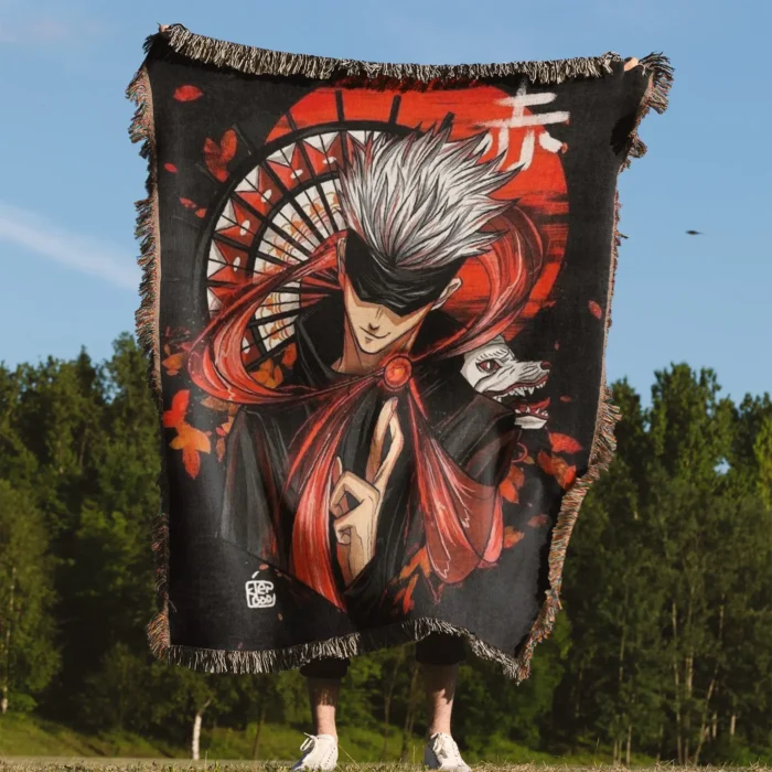 JJK Satoru Gojo Woven Tapestry Throw Blanket – Unique Wall Hanging, Room & Home Decor, Collectible Gift - Image 4