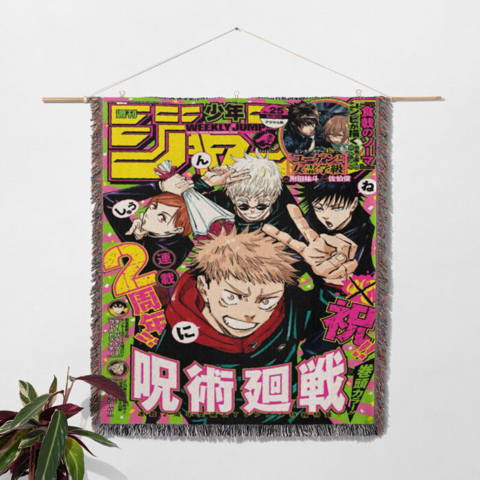 JJK Manga Cover Anime Woven Tapestry Throw Blanket – Vibrant Wall Art, Cozy Throw & Room Decor - Image 2