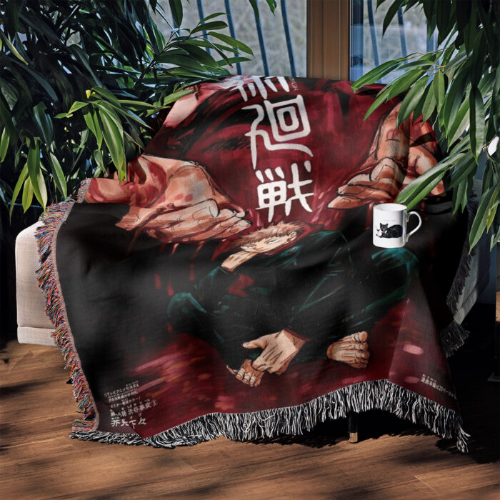 JJK Manga Cover Anime Woven Tapestry Throw Blanket – Iconic Home Accent, Room & Wall Decor, Otaku Gift - Image 3