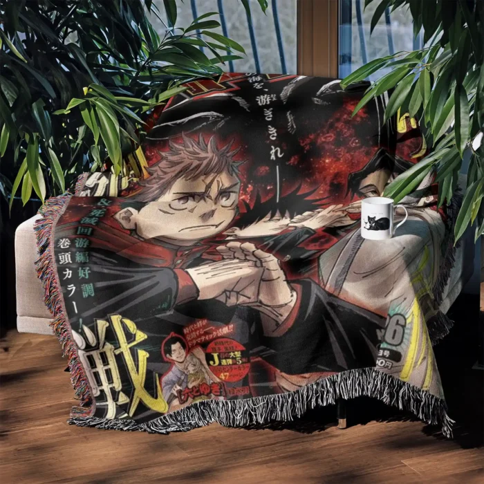 JJK Manga Cover Woven Tapestry Throw Blanket – Stylish Wall Decor, Room & Home Accent, Collectible Gift - Image 3