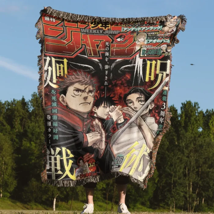 JJK Manga Cover Woven Tapestry Throw Blanket – Stylish Wall Decor, Room & Home Accent, Collectible Gift - Image 4