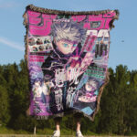 JJK Satoru Gojo Anime Woven Tapestry Throw Blanket – Stylish Wall Rug, Room & Home Decor, Collectible Accent - Image 4