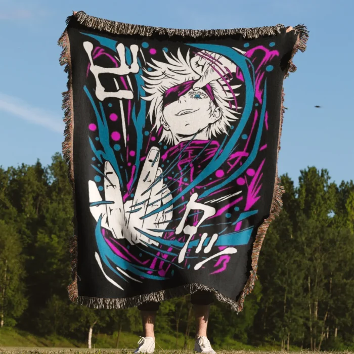 JJK Satoru Gojo Woven Tapestry Throw Blanket – Minimalist Throw, Room & Home Decor, Stylish Accent - Image 4