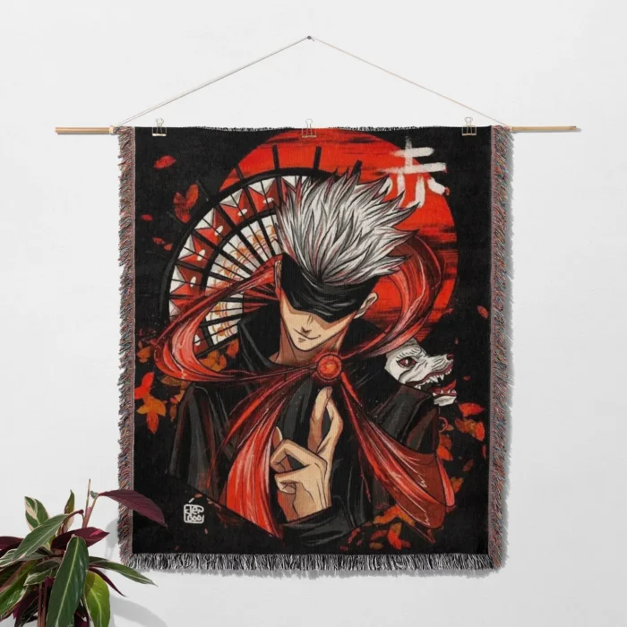 JJK Satoru Gojo Woven Tapestry Throw Blanket – Unique Wall Hanging, Room & Home Decor, Collectible Gift - Image 2