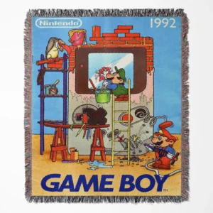 Mario woven tapestry throw blanket, designed as fun wall art and unique room decor, perfect for gaming fans and collectors.