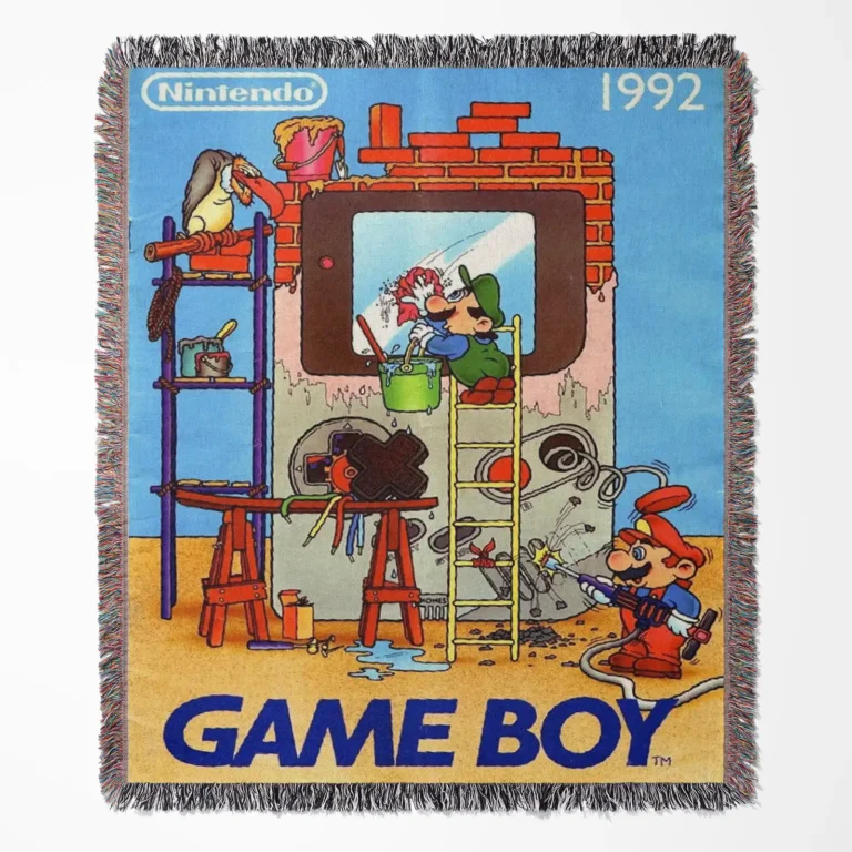 Mario woven tapestry throw blanket, designed as fun wall art and unique room decor, perfect for gaming fans and collectors.