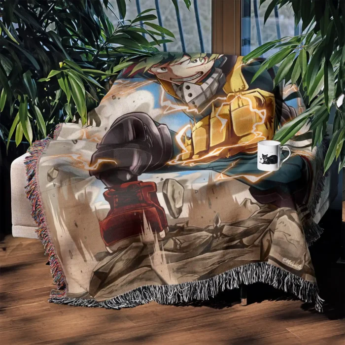 MHA Woven Tapestry Throw Blanket – Cozy Wall Rug, Room & Home Decor, Anime-Inspired Accent - Image 3