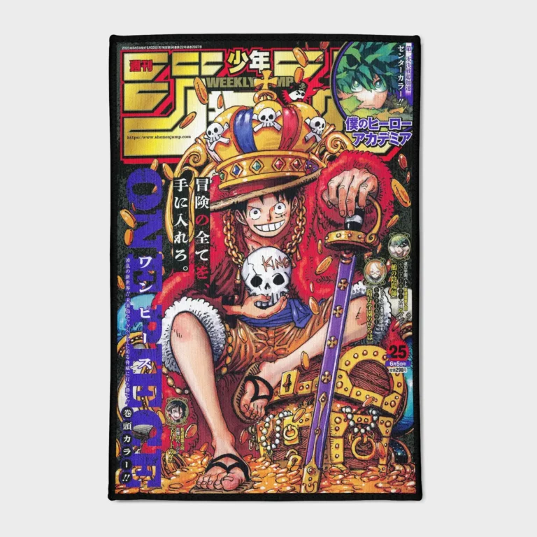 Inspired by One Piece, this “Luffy King Manga” rug is the perfect addition to any gaming room or anime bedroom. With bold colors and dynamic design, it showcases the adventurous spirit of Luffy, making it a must-have for any One Piece fan.