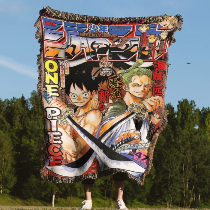 OP Manga Cover Anime Woven Tapestry Throw Blanket – Cozy Home Decor, Wall Rug & Room Accent - Image 4