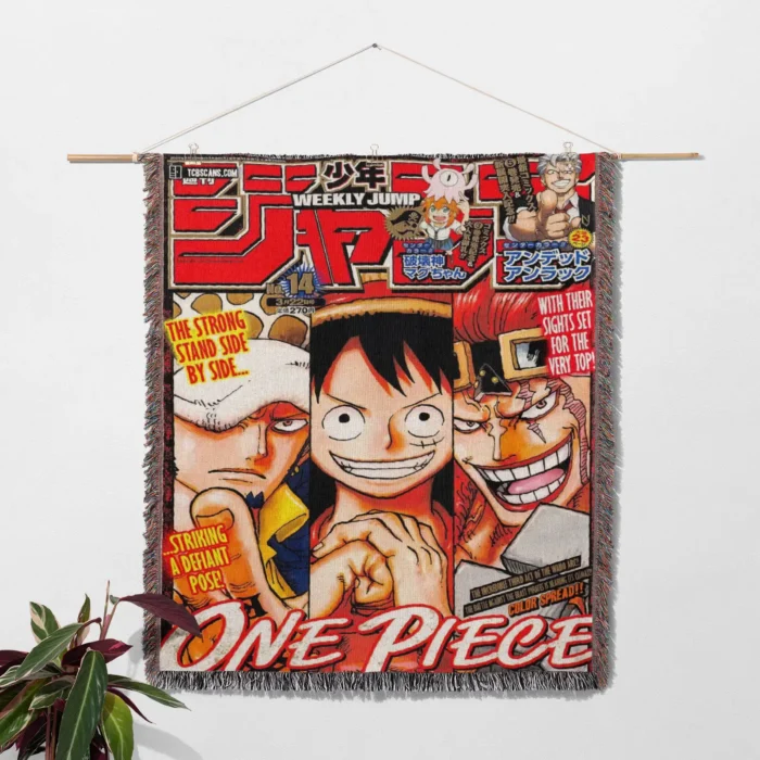 OP Manga Cover Anime Woven Tapestry Throw Blanket – Unique Room Accent, Wall Art & Home Decor - Image 2