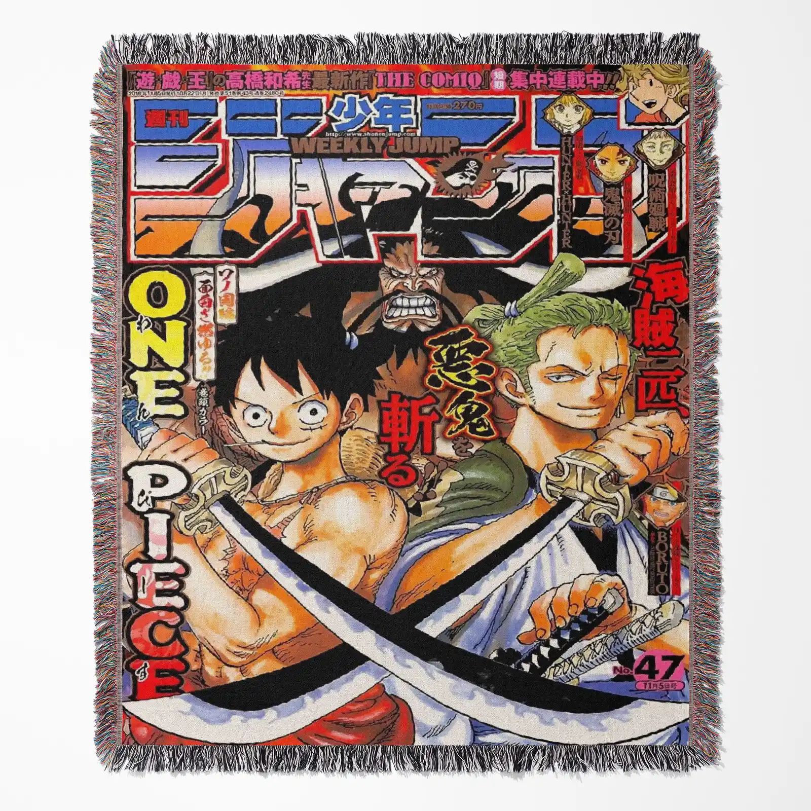one-piece-woven-blanket-sales-7 One Piece woven tapestry throw blanket, iconic room decor and wall art, perfect for fans of One Piece to add a collectible accent to their home.