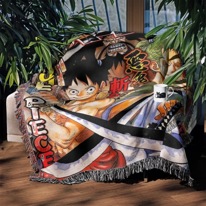 OP Manga Cover Anime Woven Tapestry Throw Blanket – Cozy Home Decor, Wall Rug & Room Accent - Image 3