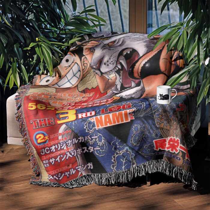 OP Manga Cover Woven Tapestry Throw Blanket – Collectible Wall Hanging, Room & Home Decor - Image 3