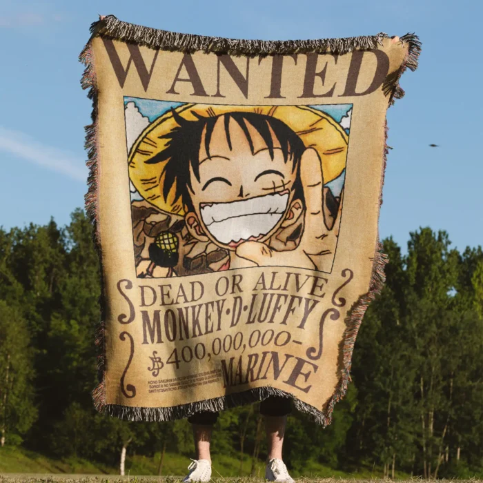 OP Luffy Wanted Woven Tapestry Throw Blanket – Iconic Wall Rug, Room & Home Decor, Perfect Gift - Image 4