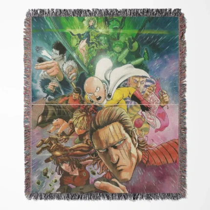 One Punch woven tapestry throw blanket, heroic room decor, wall art, and cozy throw, perfect for fans of the iconic One Punch Man anime.