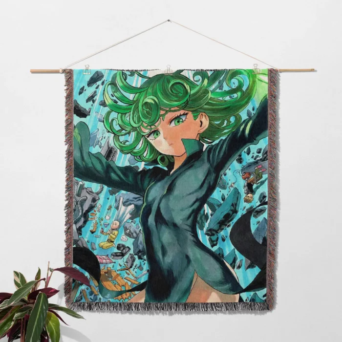 One Punch Tatsumaki Woven Tapestry Throw Blanket – Dynamic Wall Art, Room & Home Decor, Stylish Accent - Image 2