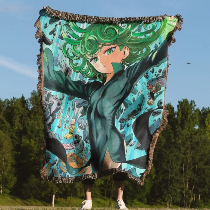 One Punch Tatsumaki Woven Tapestry Throw Blanket – Dynamic Wall Art, Room & Home Decor, Stylish Accent - Image 4