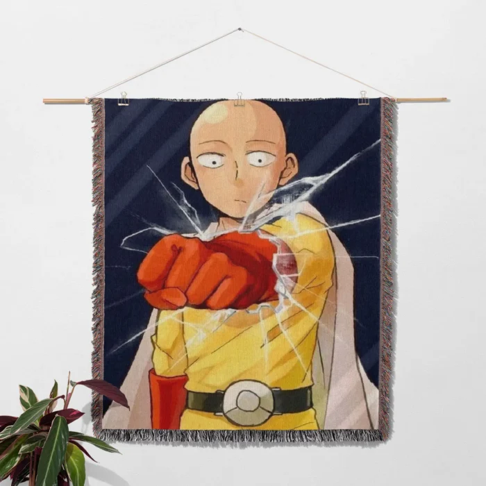 One Punch Saitama Woven Tapestry Throw Blanket – Minimalist Wall Art, Room & Home Decor, Cozy Throw - Image 2