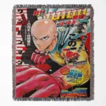One Punch Manga Cover woven tapestry throw blanket, perfect gift and anime-inspired accent for fans of One Punch Man.
