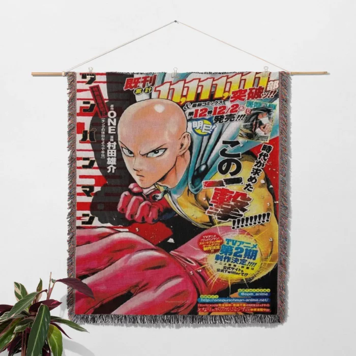One Punch Manga Cover Woven Tapestry Throw Blanket – Perfect Gift, Room & Home Decor, Anime-Inspired Accent - Image 2